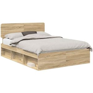 Bed Frame with Headboard Sonoma 140 x 200 cm Solid Pine Wood vidaXL Bed Frame with Headboard Sonoma 140 x 200 cm Solid Pine Wood vidaXL