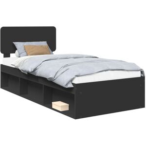 Bed Frame with Headboard Black 75 x 190 cm Solid Pine Wood vidaXL Bed Frame with Headboard Black 75 x 190 cm Solid Pine Wood vidaXL