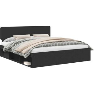 Bed Frame with Headboard Black 180 x 200 cm Solid Pine Wood vidaXL Bed Frame with Headboard Black 180 x 200 cm Solid Pine Wood vidaXL