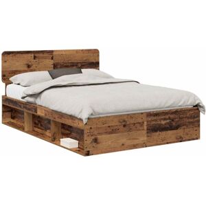 Bed Frame with Headboard Old Wood 160 x 200 cm Solid Pine Wood vidaXL Bed Frame with Headboard Old Wood 160 x 200 cm Solid Pine Wood vidaXL