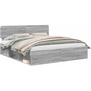 Bed Frame Grey Sonoma 200 x 200 cm Solid Pine Wood vidaXL Bed Frame Grey Sonoma 200 x 200 cm Solid Pine Wood vidaXL