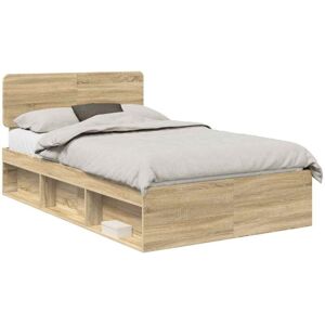 Bed Frame with Headboard Sonoma 120 x 200 cm Solid Pine Wood vidaXL Bed Frame with Headboard Sonoma 120 x 200 cm Solid Pine Wood vidaXL