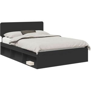 Bed Frame with Headboard Black 160 x 200 cm Solid Pine Wood vidaXL Bed Frame with Headboard Black 160 x 200 cm Solid Pine Wood vidaXL