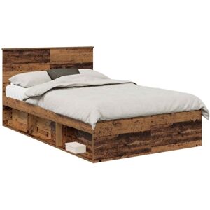 Bed Frame with Headboard Old Wood 135 x 190 cm Engineered wood vidaXL Bed Frame with Headboard Old Wood 135 x 190 cm Engineered wood vidaXL