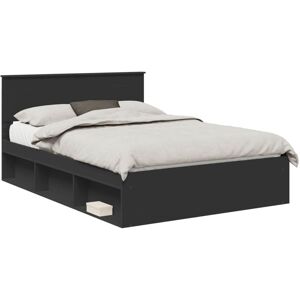 Bed Frame with Headboard Black 160 x 200 cm Engineered wood vidaXL Bed Frame with Headboard Black 160 x 200 cm Engineered wood vidaXL