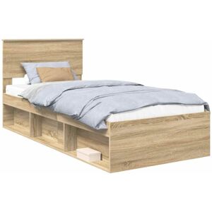 Bed Frame with Headboard Sonoma Oak 90 x 200 cm Engineered wood vidaXL Bed Frame with Headboard Sonoma Oak 90 x 200 cm Engineered wood vidaXL