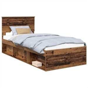 Bed Frame with Headboard Old Wood 90 x 190 cm Engineered wood vidaXL Bed Frame with Headboard Old Wood 90 x 190 cm Engineered wood vidaXL