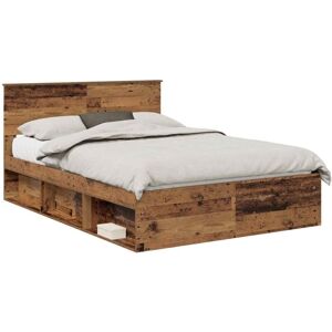Bed Frame with Headboard Old Wood 150 x 200 cm Engineered wood vidaXL Bed Frame with Headboard Old Wood 150 x 200 cm Engineered wood vidaXL
