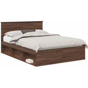 Bed Frame with Headboard Brown Oak 140 x 200 cm Engineered wood vidaXL Bed Frame with Headboard Brown Oak 140 x 200 cm Engineered wood vidaXL