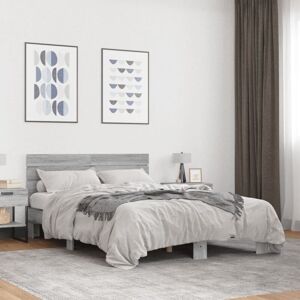Bed Frame without Mattress Grey Sonoma 135x190 cm Double Vidaxl Bed Frame without Mattress Grey Sonoma 135x190 cm Double Vidaxl