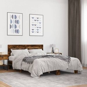 Bed Frame without Mattress Smoked Oak 140x200 cm Vidaxl Bed Frame without Mattress Smoked Oak 140x200 cm Vidaxl