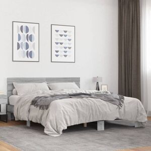 Bed Frame without Mattress Grey Sonoma 150x200 cm King Size Vidaxl Bed Frame without Mattress Grey Sonoma 150x200 cm King Size Vidaxl
