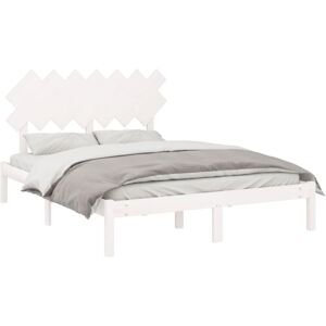 vidaXL Solid Wood Bed Frame - Modern, White, 140x200 cm vidaXL Solid Wood Bed Frame - Modern, White, 140x200 cm