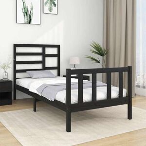 Bed Frame without Mattress Black Solid Wood 75x190 cm Small Single vidaXL Bed Frame without Mattress Black Solid Wood 75x190 cm Small Single vidaXL