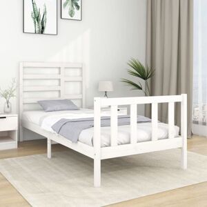 Bed Frame without Mattress White Solid Wood 90x190 cm Single vidaXL Bed Frame without Mattress White Solid Wood 90x190 cm Single vidaXL