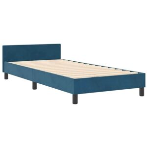Bed Frame with Headboard Dark blue 90 x 200 cm Velvet Vidaxl Bed Frame with Headboard Dark blue 90 x 200 cm Velvet Vidaxl