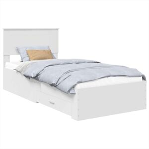 Bed Frame with Headboard White 100 x 200 cm Engineered Wood vidaXL Bed Frame with Headboard White 100 x 200 cm Engineered Wood vidaXL