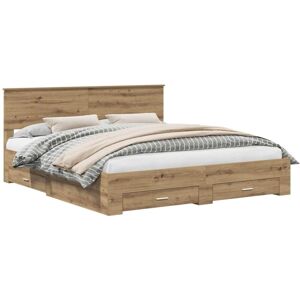 Bed Frame with Drawer Artisan Oak 180 x 200 cm Engineered Wood vidaXL Bed Frame with Drawer Artisan Oak 180 x 200 cm Engineered Wood vidaXL
