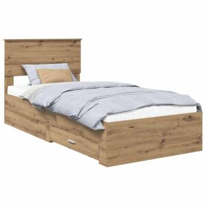 Bed Frame with Drawer Artisan Oak 90 x 190 cm Engineered Wood vidaXL Bed Frame with Drawer Artisan Oak 90 x 190 cm Engineered Wood vidaXL