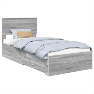 Bed Frame with Drawer Grey Sonoma 90 x 200 cm Engineered Wood vidaXL Bed Frame with Drawer Grey Sonoma 90 x 200 cm Engineered Wood vidaXL