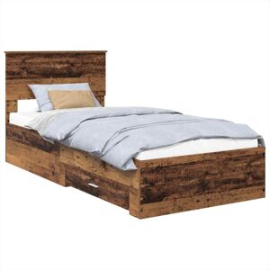 Bed Frame with Headboard Old Wood 90 x 190 cm Engineered Wood vidaXL Bed Frame with Headboard Old Wood 90 x 190 cm Engineered Wood vidaXL