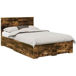 Bed Frame with Drawer Smoked Oak 120 x 200 cm Engineered Wood vidaXL Bed Frame with Drawer Smoked Oak 120 x 200 cm Engineered Wood vidaXL