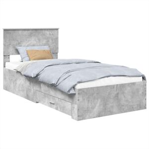 Bed Frame with Drawer Concrete Grey 90 x 190 cm Engineered Wood vidaXL Bed Frame with Drawer Concrete Grey 90 x 190 cm Engineered Wood vidaXL