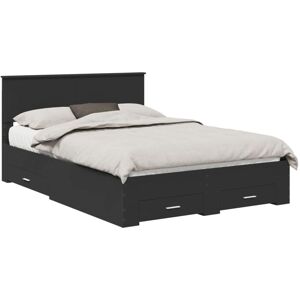 Bed Frame with Headboard Black 140 x 190 cm Engineered Wood vidaXL Bed Frame with Headboard Black 140 x 190 cm Engineered Wood vidaXL