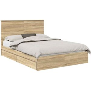 Storage Bed with Drawer Sonoma Oak 160 x 200 cm Engineered Wood vidaXL Storage Bed with Drawer Sonoma Oak 160 x 200 cm Engineered Wood vidaXL