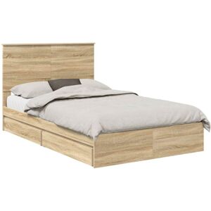 Storage Bed with Drawer Sonoma Oak 120 x 200 cm Engineered Wood vidaXL Storage Bed with Drawer Sonoma Oak 120 x 200 cm Engineered Wood vidaXL