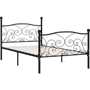 Bed Frame without Mattress with Slatted Base Black Metal 100x200 cm Vidaxl Bed Frame without Mattress with Slatted Base Black Metal 100x200 cm Vidaxl