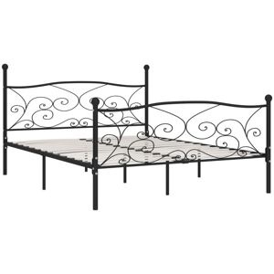 Vidaxl - Bed Frame without Mattress with Slatted Base Black Metal 180x200 cm Super King Vidaxl - Bed Frame without Mattress with Slatted Base Black Metal 180x200 cm Super King
