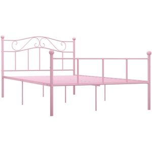vidaXL Bed Frame Pink Metal 120x200cm Elegant Classic Base Bedroom Furniture vidaXL Bed Frame Pink Metal 120x200cm Elegant Classic Base Bedroom Furniture