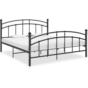 Bed Frame with Headboard without Mattress Black 160x200 cm Metal vidaXL Bed Frame with Headboard without Mattress Black 160x200 cm Metal vidaXL