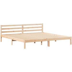Bed Frame with Headboard Brown 220 x 180 cm Solid pine wood Vidaxl Bed Frame with Headboard Brown 220 x 180 cm Solid pine wood Vidaxl