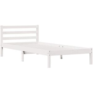 Bed Frame with Headboard White 220 x 100 cm Solid pine wood vidaXL Bed Frame with Headboard White 220 x 100 cm Solid pine wood vidaXL