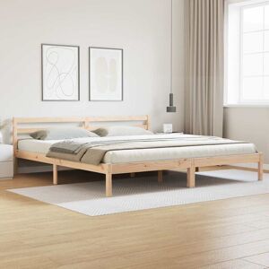 Bed Frame with Headboard Brown 220 x 200 cm Solid pine wood Vidaxl Bed Frame with Headboard Brown 220 x 200 cm Solid pine wood Vidaxl