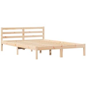 Bed Frame with Headboard Brown 220 x 160 cm Solid pine wood Vidaxl Bed Frame with Headboard Brown 220 x 160 cm Solid pine wood Vidaxl