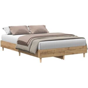 Bed Frame No Mattress Artisan Oak 140x190 cm Engineered Wood Vidaxl Bed Frame No Mattress Artisan Oak 140x190 cm Engineered Wood Vidaxl