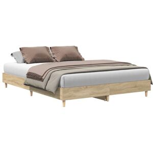 Vidaxl - Bed Frame No Mattress Sonoma Oak 150x200 cm King Size Engineered Wood Vidaxl - Bed Frame No Mattress Sonoma Oak 150x200 cm King Size Engineered Wood