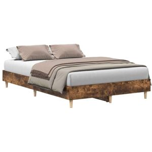 Vidaxl - Bed Frame No Mattress Smoked Oak 120x190 cm Small Double Engineered Wood Vidaxl - Bed Frame No Mattress Smoked Oak 120x190 cm Small Double Engineered Wood