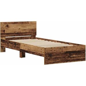 Bed Frame with Headboard Old wood 90 x 200 cm Engineered Wood Vidaxl Bed Frame with Headboard Old wood 90 x 200 cm Engineered Wood Vidaxl