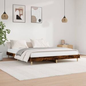 Bed Frame without Mattress Smoked Oak 140x200 cm Engineered Wood Vidaxl Bed Frame without Mattress Smoked Oak 140x200 cm Engineered Wood Vidaxl