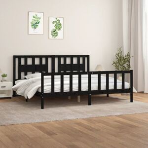 Vidaxl - Bed Frame without Mattress Black Solid Wood Pine 200x200 cm Vidaxl - Bed Frame without Mattress Black Solid Wood Pine 200x200 cm