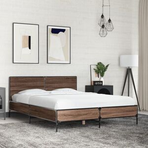 Bed Frame without Mattress Brown Oak 140x190 cm Vidaxl Bed Frame without Mattress Brown Oak 140x190 cm Vidaxl