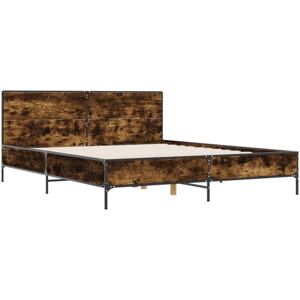 Bed Frame without Mattress Smoked Oak 135x190 cm Double vidaXL Bed Frame without Mattress Smoked Oak 135x190 cm Double vidaXL
