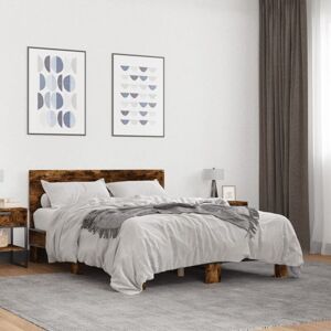 Bed Frame without Mattress Smoked Oak 140x190 cm Vidaxl Bed Frame without Mattress Smoked Oak 140x190 cm Vidaxl