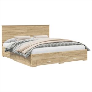 Bed Frame with Drawer Sonoma Oak 180 x 200 cm Engineered Wood vidaXL Bed Frame with Drawer Sonoma Oak 180 x 200 cm Engineered Wood vidaXL