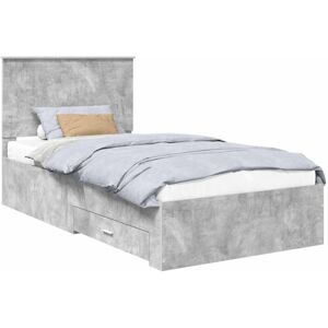 Bed Frame Concrete Grey 100 x 200 cm Engineered Wood vidaXL Bed Frame Concrete Grey 100 x 200 cm Engineered Wood vidaXL