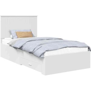 Bed Frame with Headboard White 100 x 200 cm Engineered Wood vidaXL Bed Frame with Headboard White 100 x 200 cm Engineered Wood vidaXL